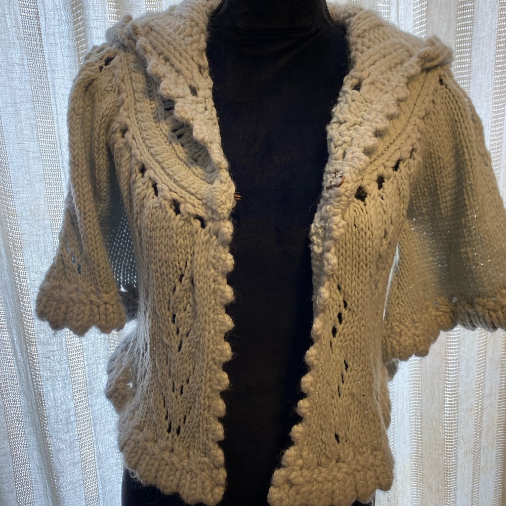 Anthropologie Sleeping On Snow Knit Sweater baby blue S